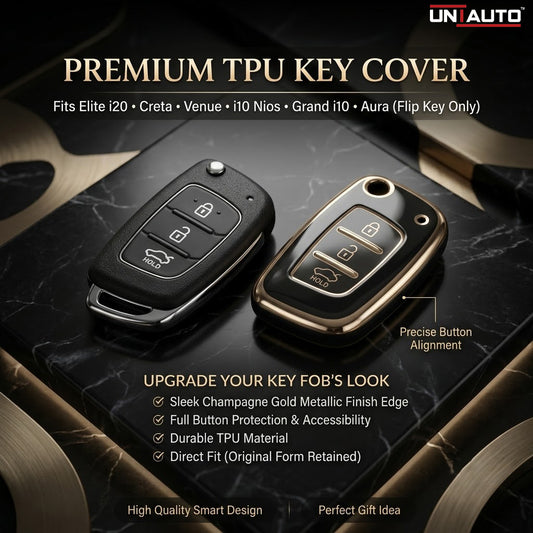 TPU Key Cover For Elite i20, Creta, Venue, i10 Nios, Grand i10,Aura (Flip)