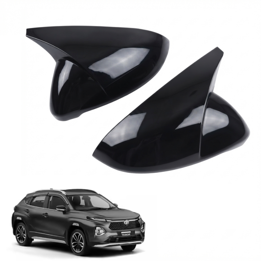 Batman Style ORVM Covers for Toyota Urban Cruiser Hyryder | Premium Gloss Black Mirror Covers