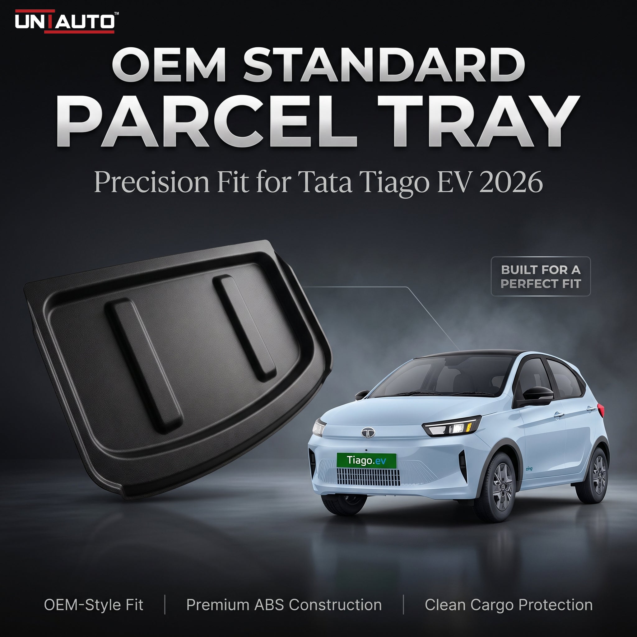 رف أمتعة خلفي قياسي (OEM) لسيارة تاتا تياغو الكهربائية (Tata Tiago EV) موديل 2026 فما فوق