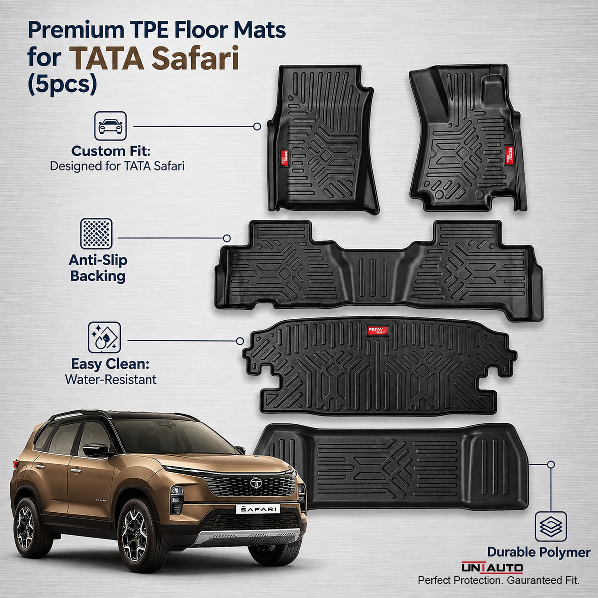 GFX Style Uniauto Tru Fit mats for TATA Safari