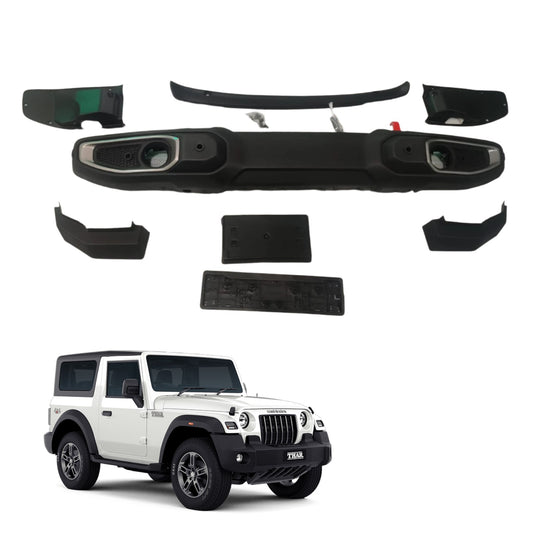 ABS Wrangler Style Bumper with Air Bag and Front Sensor Activation for Mahindra Thar | With Winch Provision