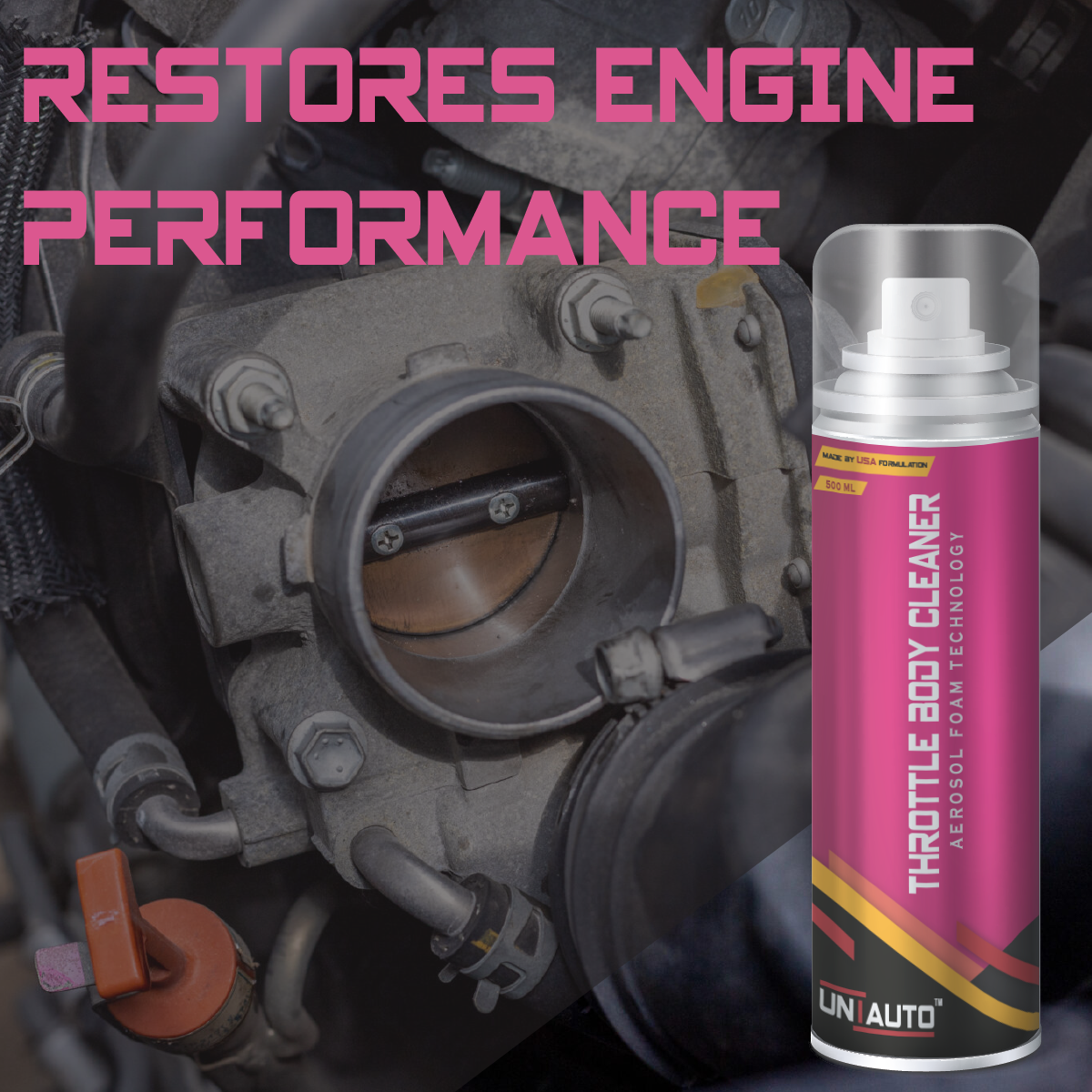 Uniauto Throttle Body Cleaner – Precision Aerosol Cleaning for Enhanced Engine Response (500ml)