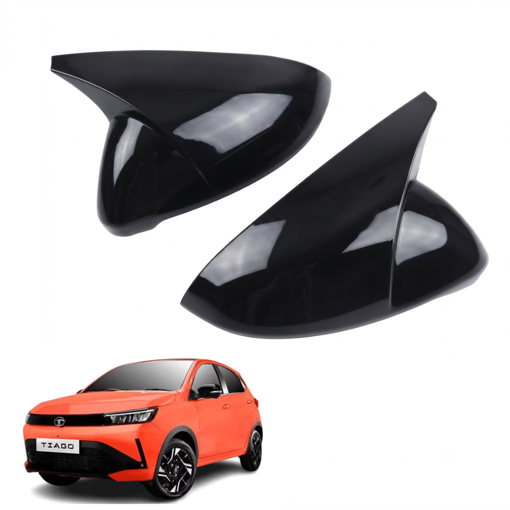 Batman Style ORVM Covers for TATA Tiago 2026 onwards | Premium Gloss Black Mirror Covers