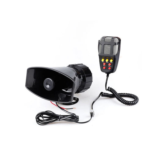 UNIAUTO Car Siren Horn 7 Tone Sound Siren Mic PA Speaker Car System - 80W Emergency Sound Electric Horn-12V