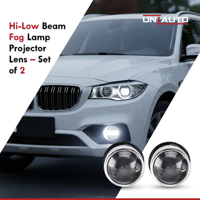 UNIAUTO IPH CAR Hi-Low Beam Fog Lamp Projector Lens - Set of 2, White