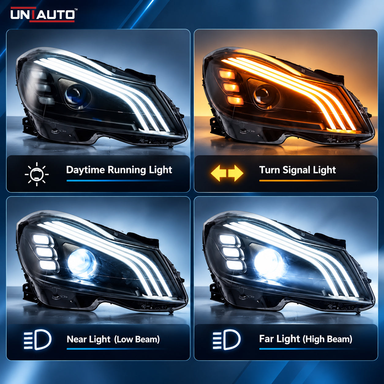 Mercedes C-Class W204 S-Class Style LED Headlights | UNIAUTO | Dynamic Turn Indicators I Expecting Delivery 20-25 days.