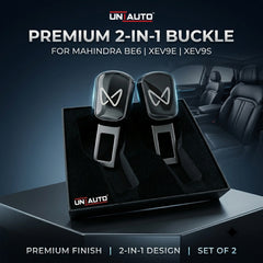 Uniauto 2 in 1 Premium Alarm Stopper and Belt Holder for Mahindra BE6, XEV9E, XEV9S | Black | Seat Belt Buckle