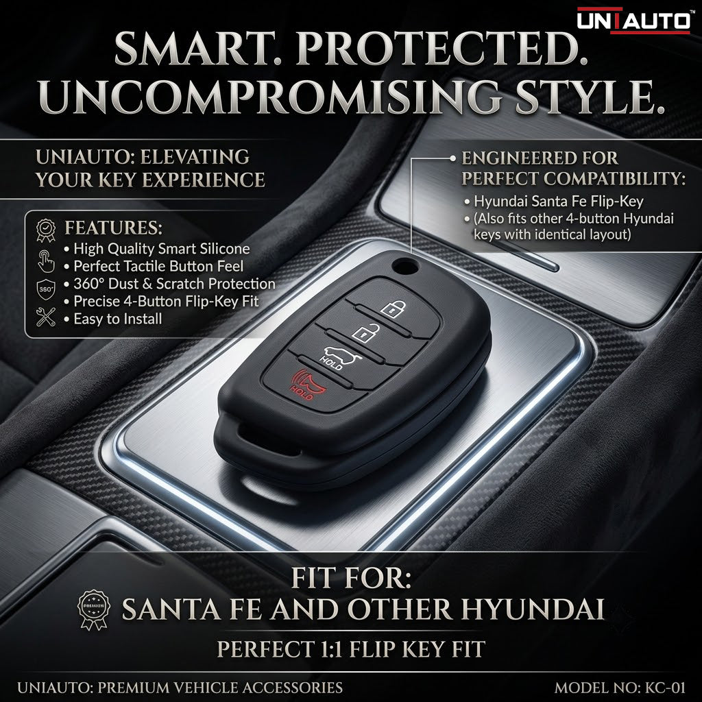 UNIAUTO High Quality Smart Silicone Key Cover For Hyundai Santa Fe Flip (4 button) (KC-01)