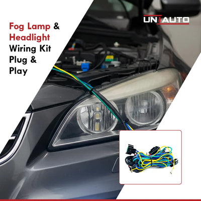 Uniauto Fog Lamp or Headlight Wiring Kit with Relay | Direct Fit Fog Light or Headlight Wiring Harness | Plug-and-Play for Simple Installation