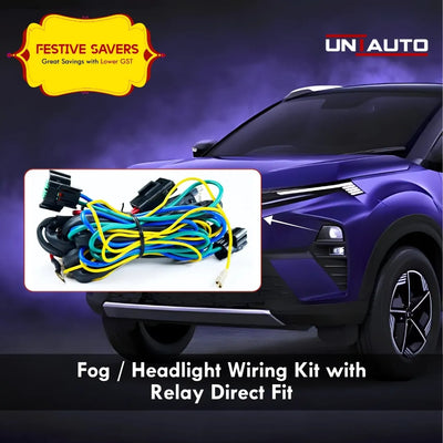 Uniauto Fog Lamp or Headlight Wiring Kit with Relay | Direct Fit Fog Light or Headlight Wiring Harness | Plug-and-Play for Simple Installation