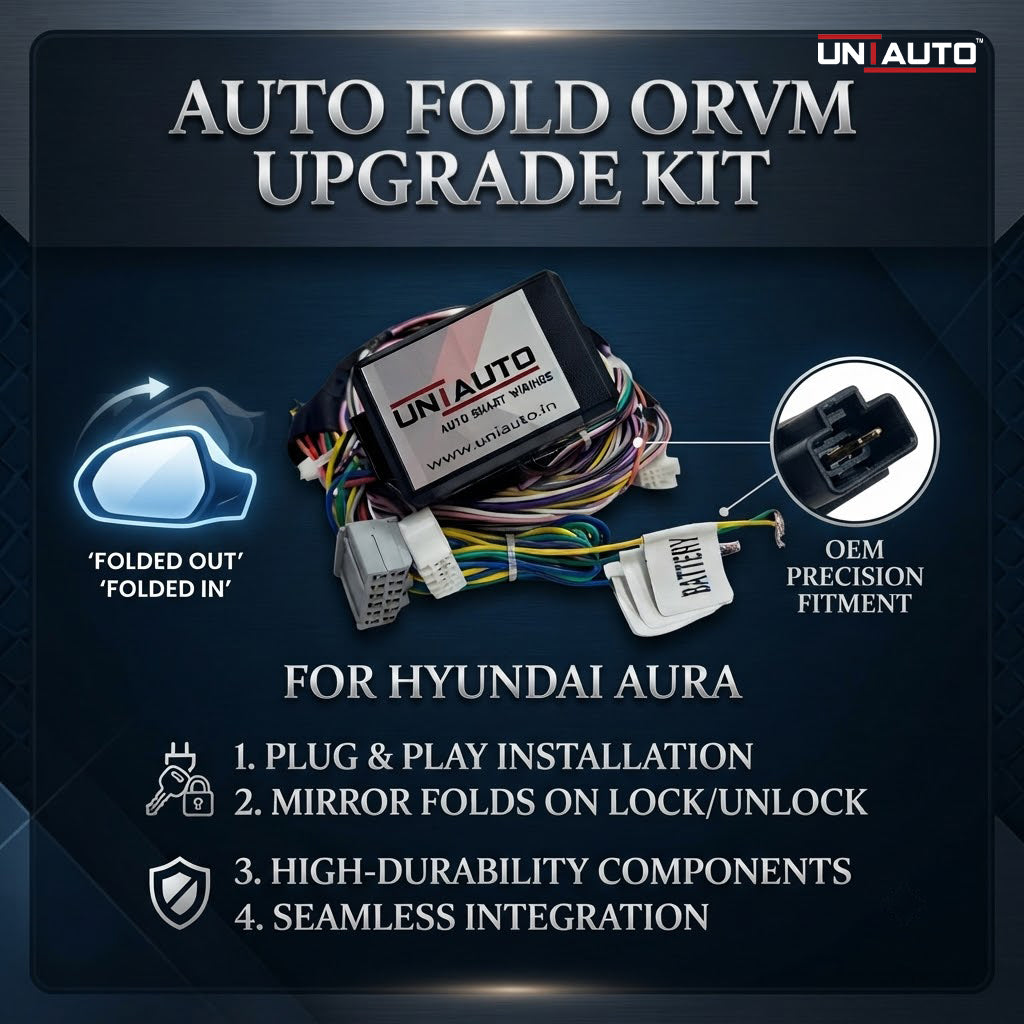 Auto Fold ORVM or Mirror Upgrade kit for Hyundai Aura | Install Auto fold ORVM into Base and mid models