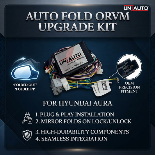 Auto Fold ORVM or Mirror Upgrade kit for Hyundai Aura | Install Auto fold ORVM into Base and mid models