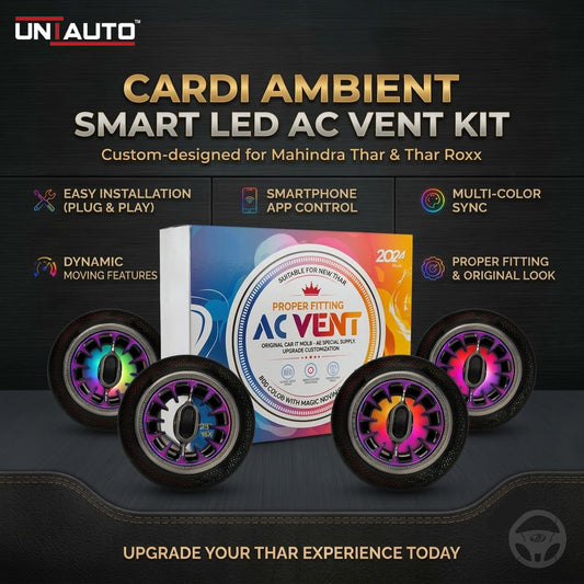 طقم فتحات تكييف ذكية LED محيطية من كاردي لسيارات ثار وثار روكس، مصباح أجواء 8 في 1 K4 بلس مع تحكم عبر التطبيق
