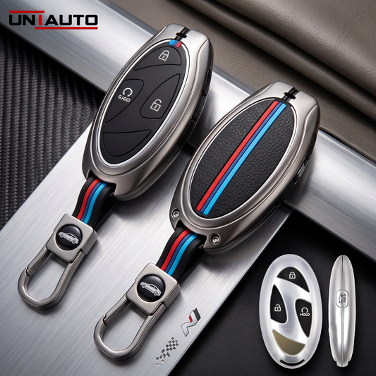 Metal Key Cover for Hyundai Venue 2025 onwards - 4 Button Smart Key (Black) | Zinc Alloy (Pack of 2)