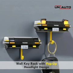 Wall-Mounted Key Rack with Glowing Pop-Up Headlights – Functional and Decorative Automotive Accessory for Car Enthusiasts and Collectors