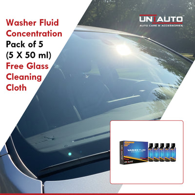 Washer Fluid Concentration - Pack of 5 (5 X 50 ml) - Free Glass Cleaning Cloth