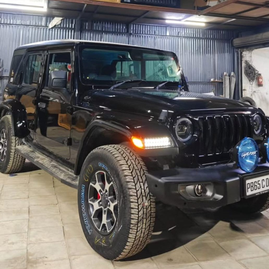 Wrangler-Style Metal Fenders with Led Indicators for Mahindra Thar ROXX | Bolt on Design, No need of Fabrication.
