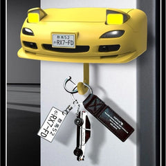 Mazda RX-7 FD Inspired LED Wall Key Holder – Car Face Hook Organizer with Pop-Up Headlights – Unique Key Hanger for Garage, Home, Office – Red Car Accessory Gift for Car Enthusiasts