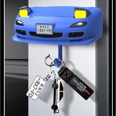 Mazda RX-7 FD Inspired LED Wall Key Holder – Car Face Hook Organizer with Pop-Up Headlights – Unique Key Hanger for Garage, Home, Office – Red Car Accessory Gift for Car Enthusiasts