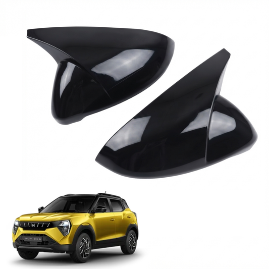 Batman Style ORVM Covers for Mahindra XUV3XO  | Premium Gloss Black Mirror Covers