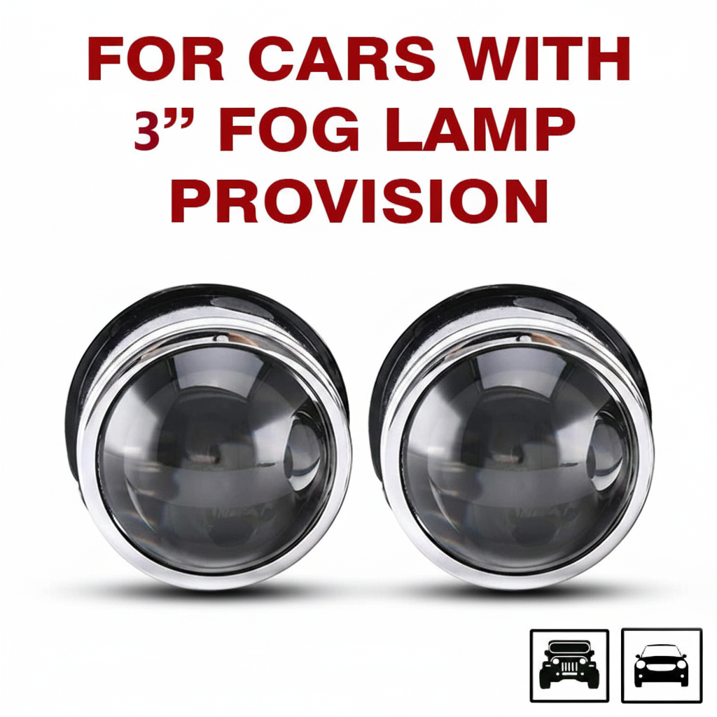 Car Hi-Low Beam 3 Inch Fog Lamp Projector Lens Barrel – Universal LED Fog Light Upgrade (Set of 2)