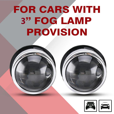 UNIAUTO IPH CAR Hi-Low Beam Fog Lamp Projector Lens - Set of 2, White