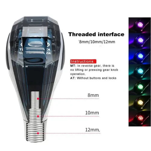 LED Gear Knob - Crystal | 8mm, 10mm, and 12mm Threads | For all Cars including 3XO, Curvv, Roxx and More