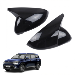 Batman Style ORVM Covers for KIA Carens | Premium Gloss Black Mirror Covers