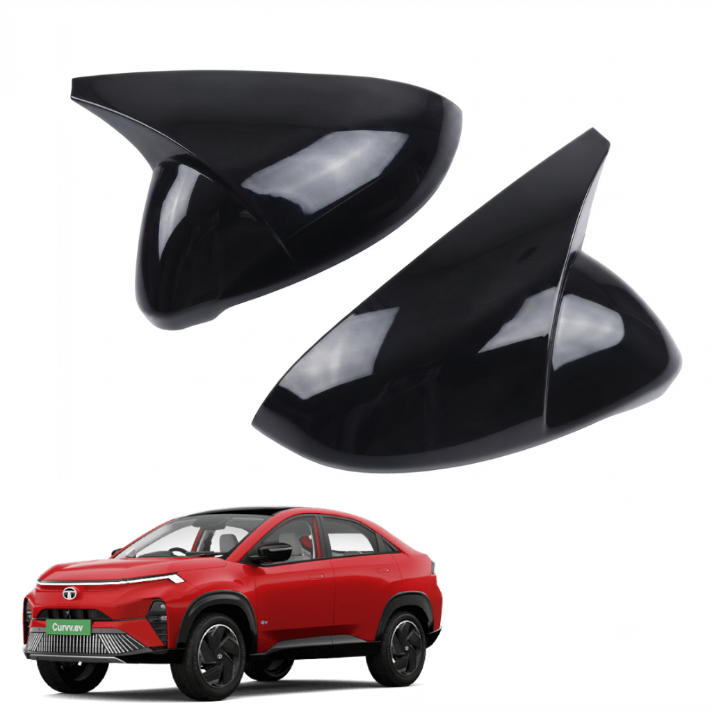 Batman Style ORVM Covers for TATA Curvv EV | Premium Gloss Black Mirror Covers