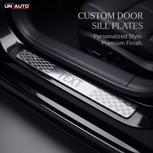 Door Sill Plates/Foot Steps Scuff Plate / Footstep Plate - Car Specific and Custom TEXT