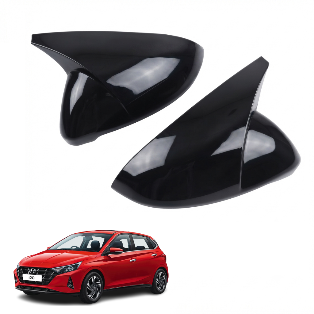 Batman Style ORVM Covers for Hyundai I20 2020 onwards  | Premium Gloss Black Mirror Covers