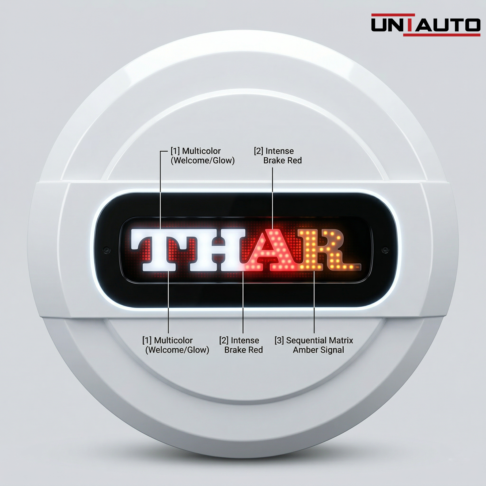 Uniauto LED Stepney Cover for Mahindra Thar | Premium Rear Wheel Cover with illuminated LOGO