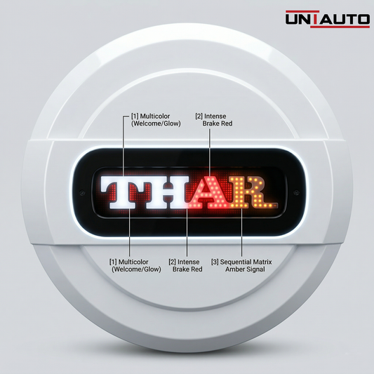 Uniauto LED Stepney Cover for Mahindra Thar | Premium Rear Wheel Cover with illuminated LOGO