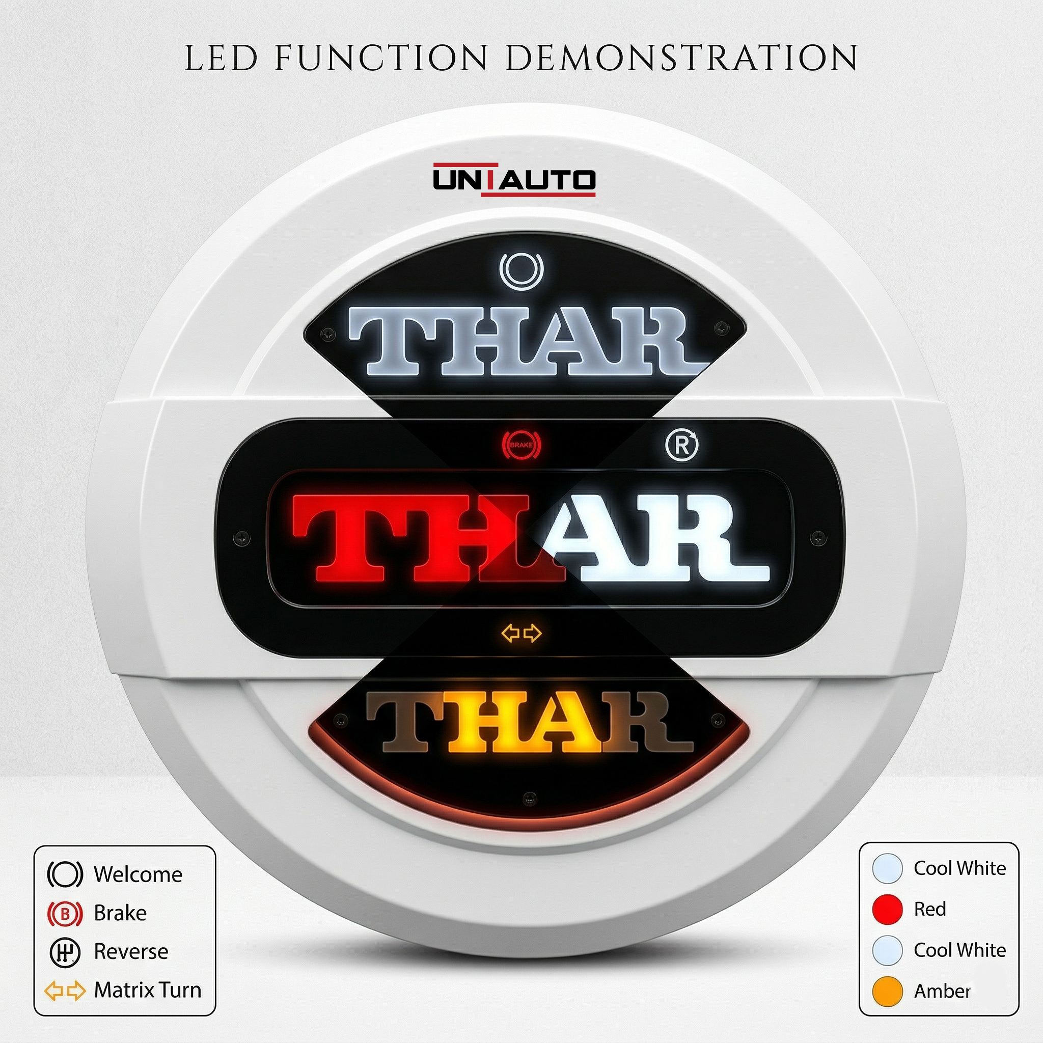 Uniauto LED Stepney Cover for Mahindra Thar | Premium Rear Wheel Cover with illuminated LOGO