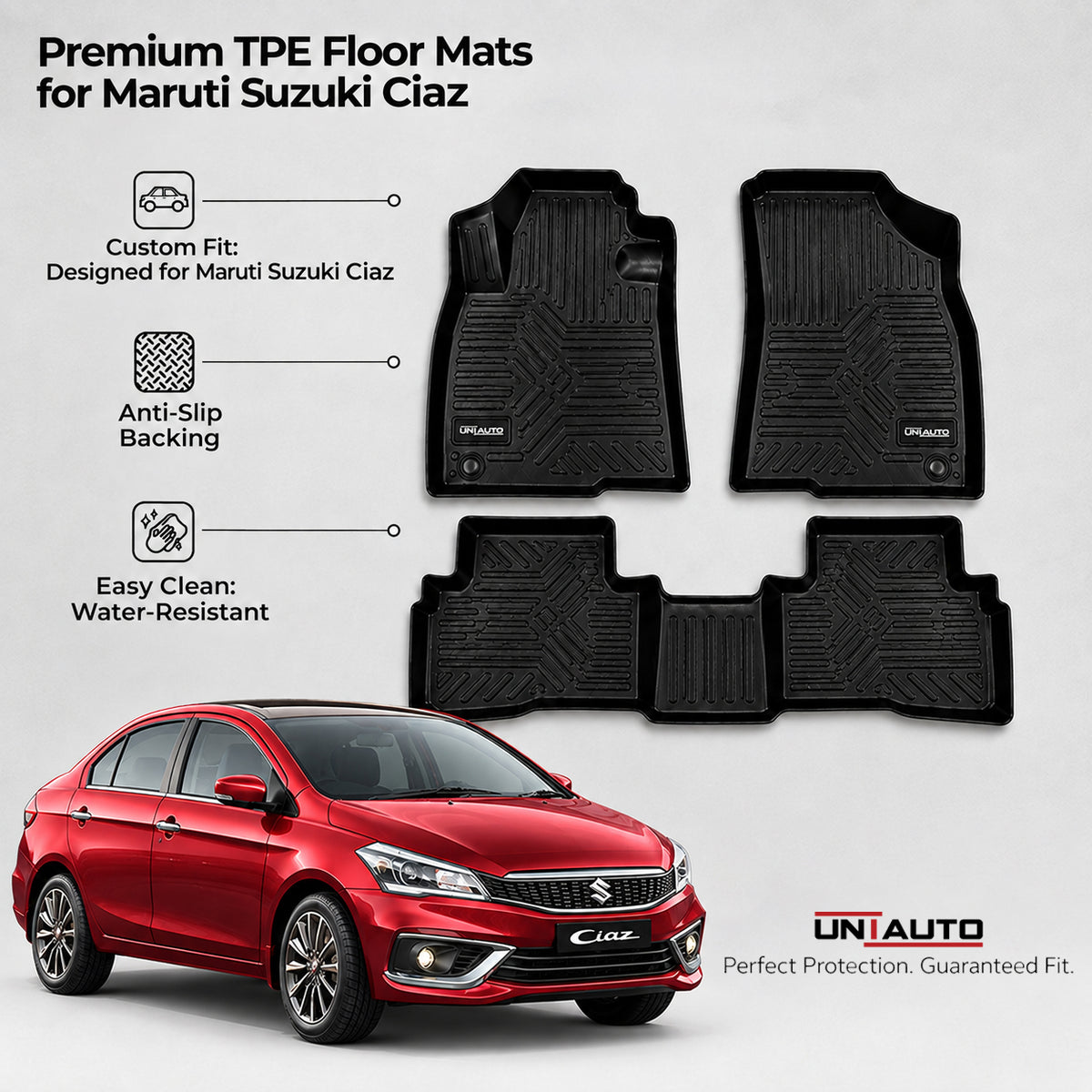 سجادات GFX Style Uniauto Tru Fit لسيارة ماروتي سوزوكي سياز