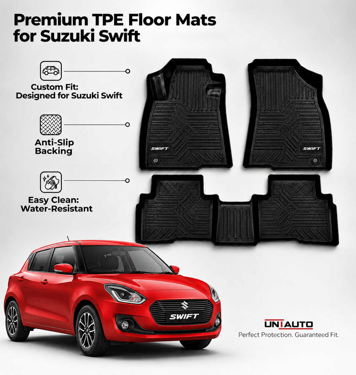 GFX Style Uniauto Tru Fit mats  for Maruti Suzuki Swift 2018 onward