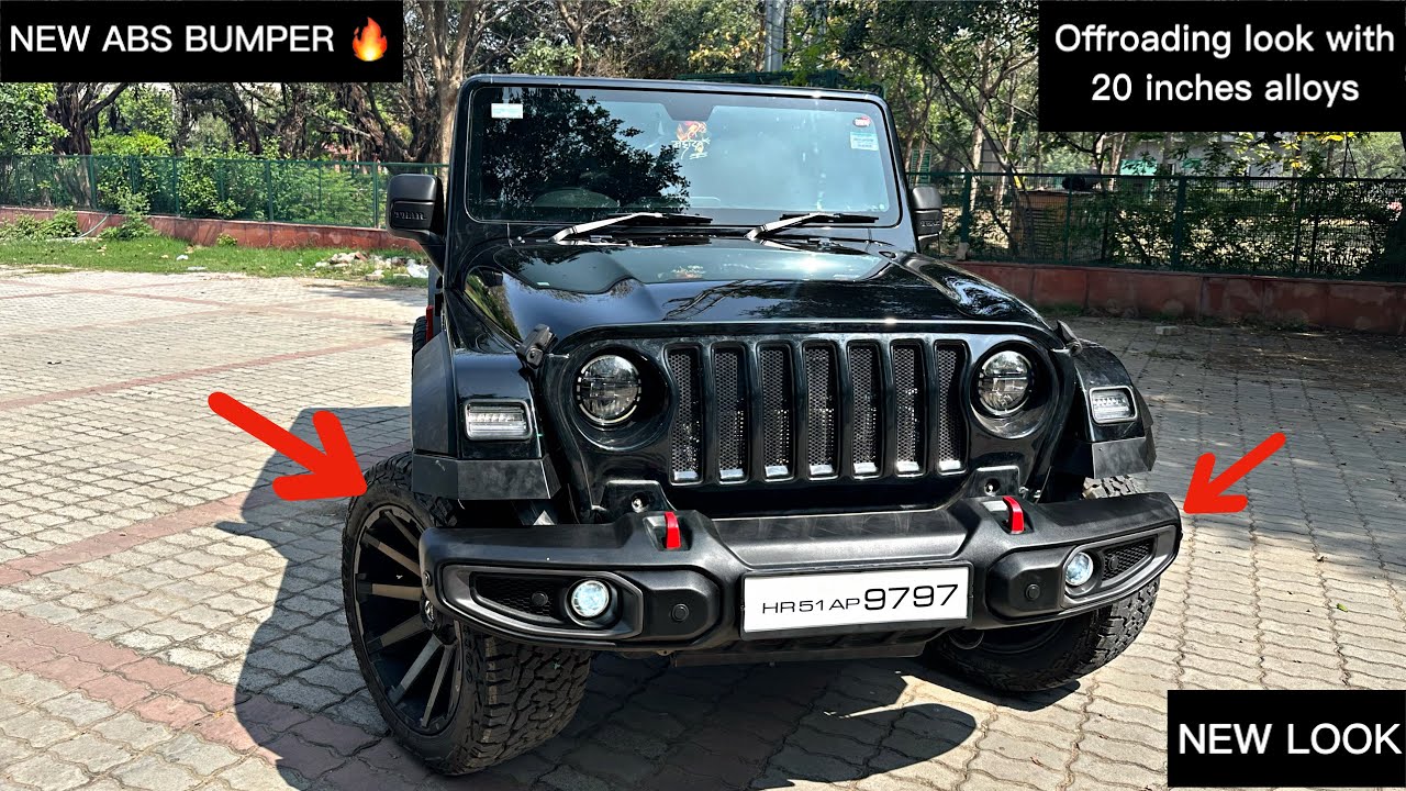 ABS Wrangler Style Bumper with Air Bag and Front Sensor Activation for Mahindra Thar | With Winch Provision