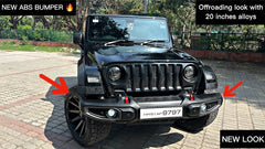 ABS Wrangler Style Bumper with Air Bag and Front Sensor Activation for Mahindra Thar | With Winch Provision