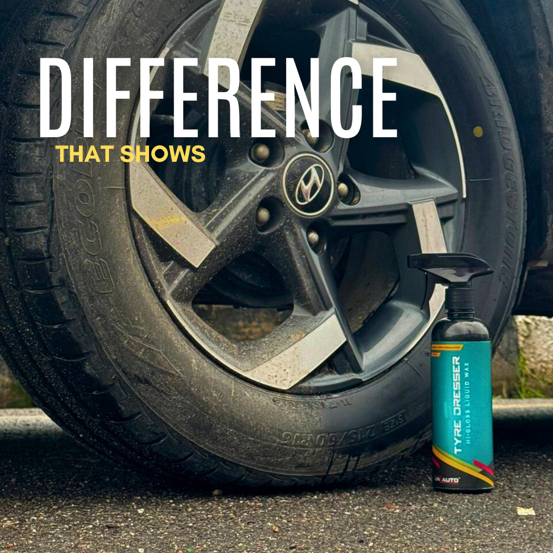 Uniauto Tyre Dresser Hi Gloss Liquid Wax – Premium Car Tyre & Exterior Shine Restorer for Long-Lasting Protection and High Gloss Finish
