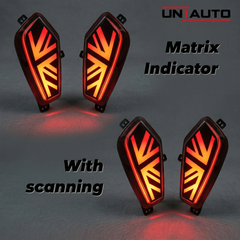 Uniauto Rear Bumper Reflector LED with Running Matrix Indicator & Scan Function for Tata Nexon 2023 onwards & Tata Curvv | Brake, Reverse & Parking Light | Set of 2