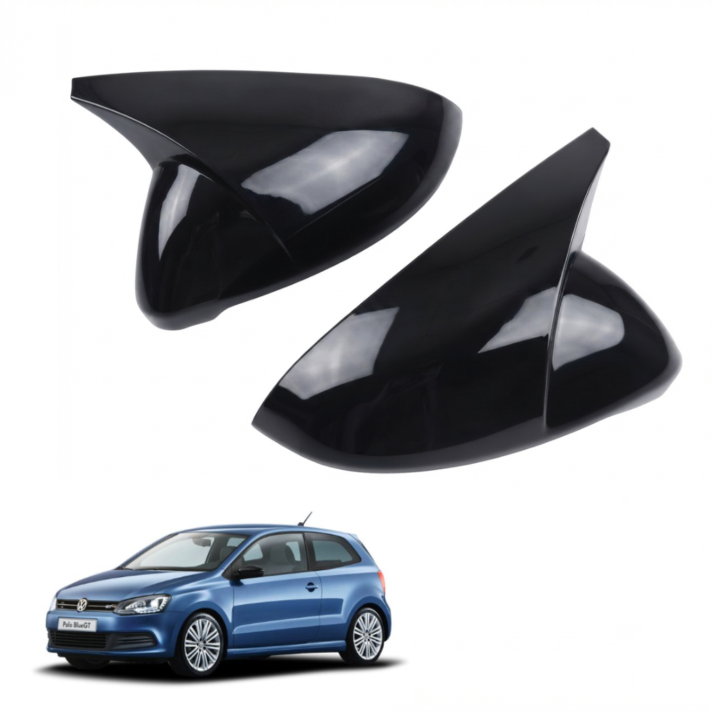 Batman Style ORVM Covers for Volkswagen Polo  | Premium Gloss Black Mirror Covers