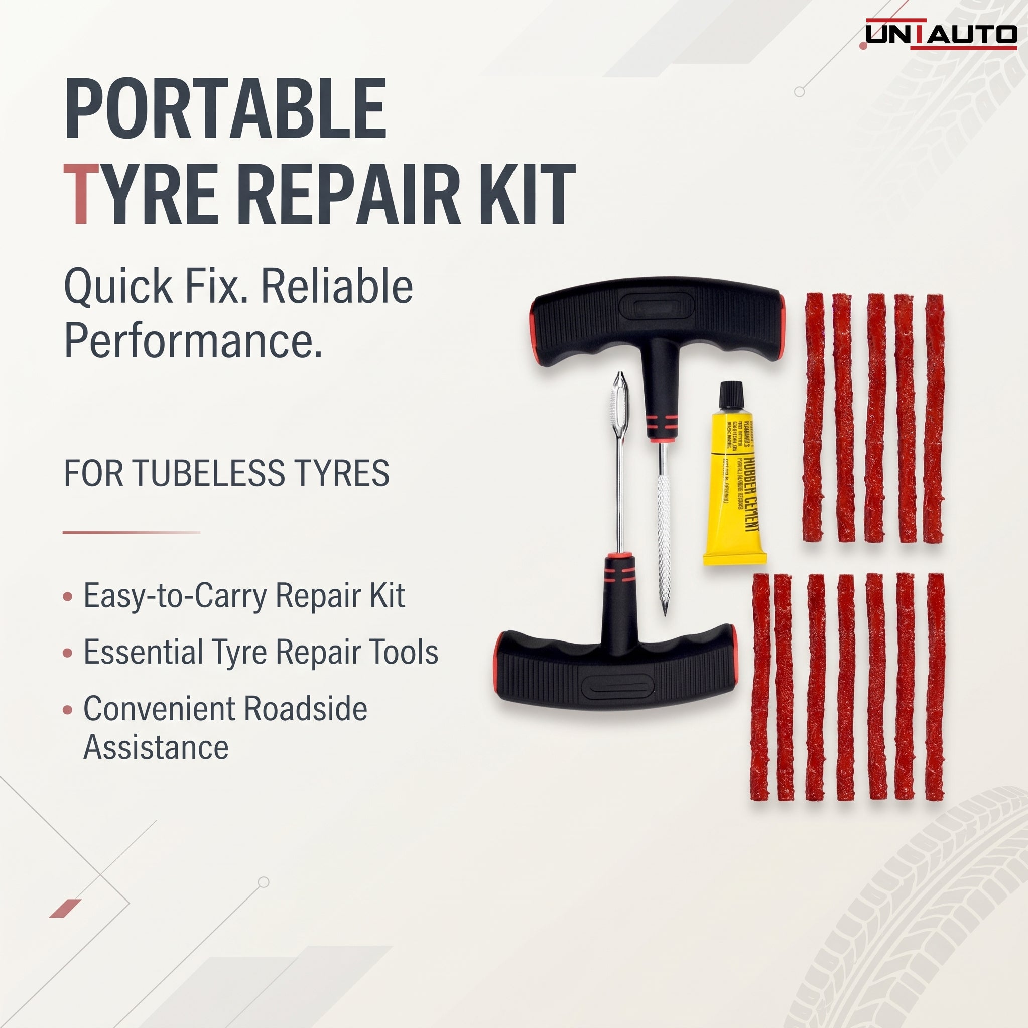 Portable Puncture Tyre Repair Kit | Flat Tyre Fixing Kit | Usable for Tubeless Tyres