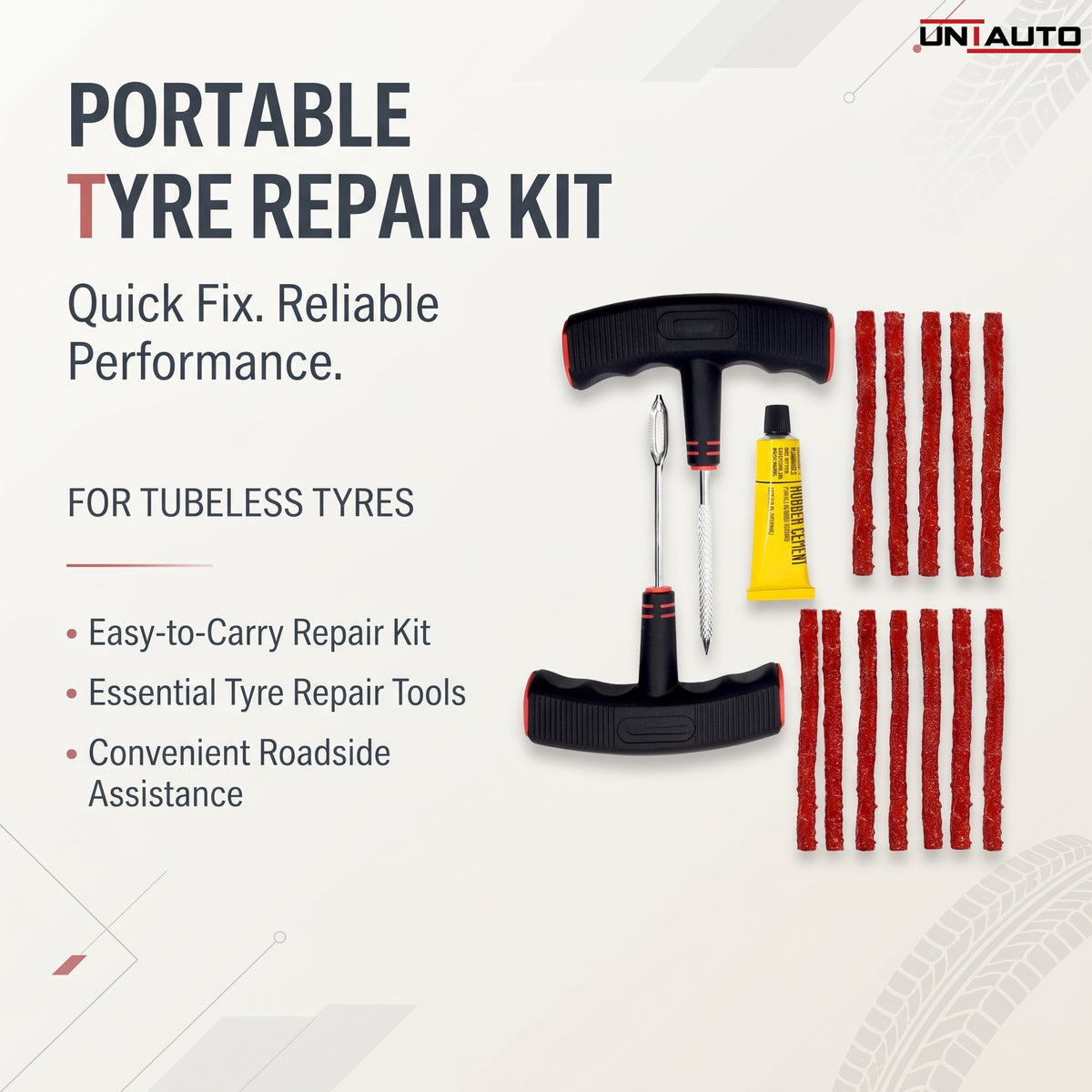 Portable Puncture Tyre Repair Kit | Flat Tyre Fixing Kit | Usable for Tubeless Tyres