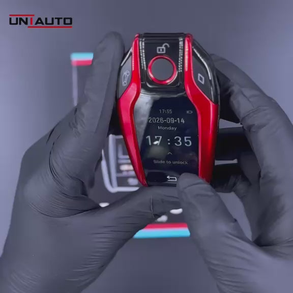 مفتاح السيارة الذكي العالمي Uniauto BEEMERC | مفتاح قابل لإعادة الشحن عبر USB مع شاشة تعمل باللمس وقفل القرب | ضمان لمدة عام واحد