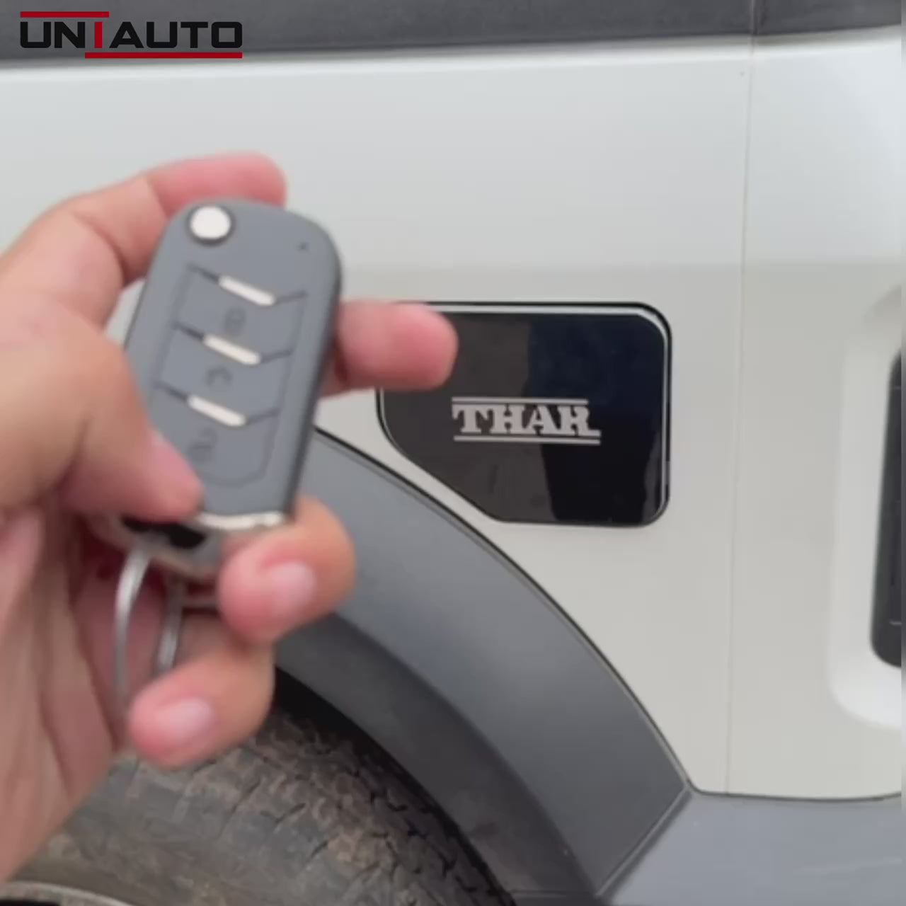 Uniauto Illuminated and Remote-Controlled Fuel cap opener | Wireless Fuel Lid for THAR