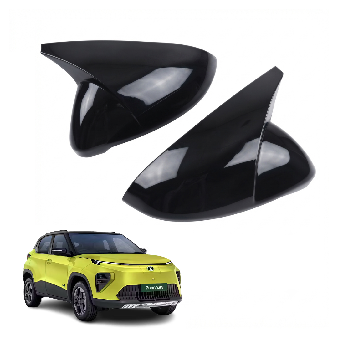 Batman Style ORVM Covers for TATA Punch EV 2026 onwards | Premium Gloss Black Mirror Covers