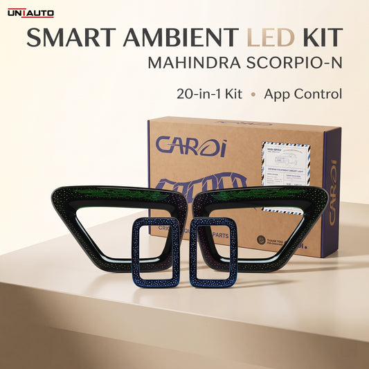 طقم إضاءة LED ذكي محيطي من Cardi لسيارة ماهيندرا سكوربيو N، مصباح جوي 20 في 1 طراز K4 Plus مع تحكم عبر التطبيق