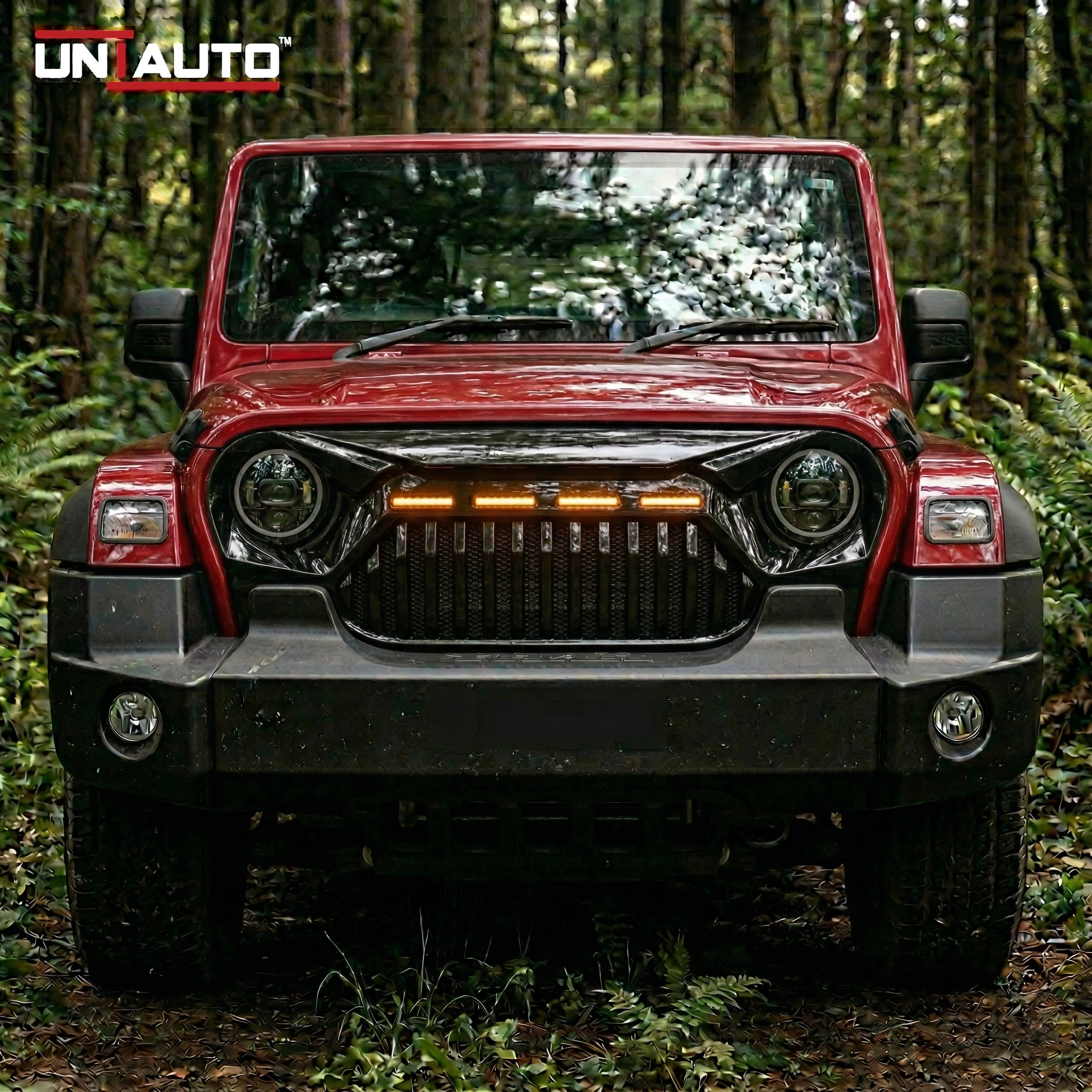 LED Type Imported Front Grille for Mahindra Thar 2020 Onwards | Premium DRL Integrated Design | Bold & Modern Upgrade