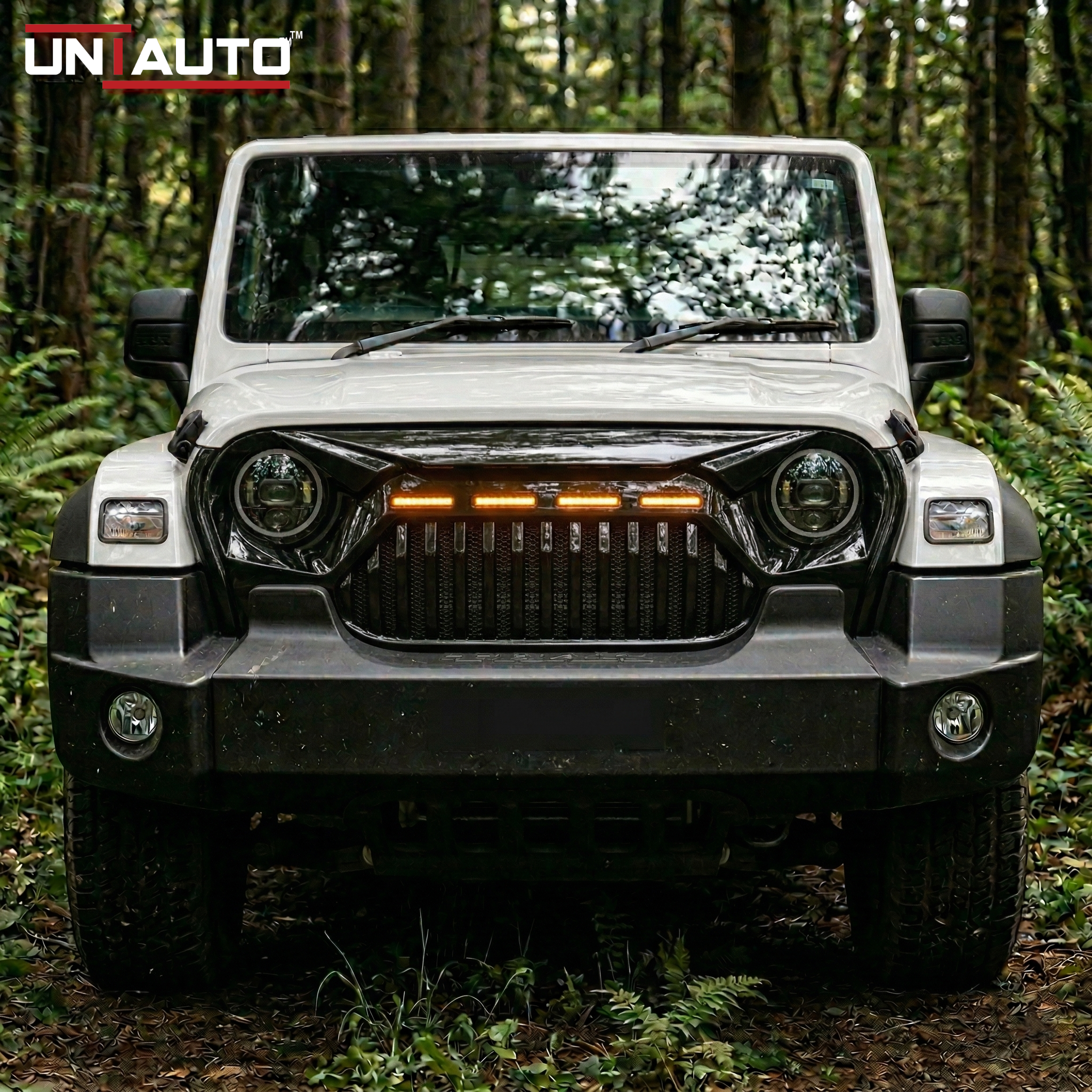 LED Type Imported Front Grille for Mahindra Thar 2020 Onwards | Premium DRL Integrated Design | Bold & Modern Upgrade