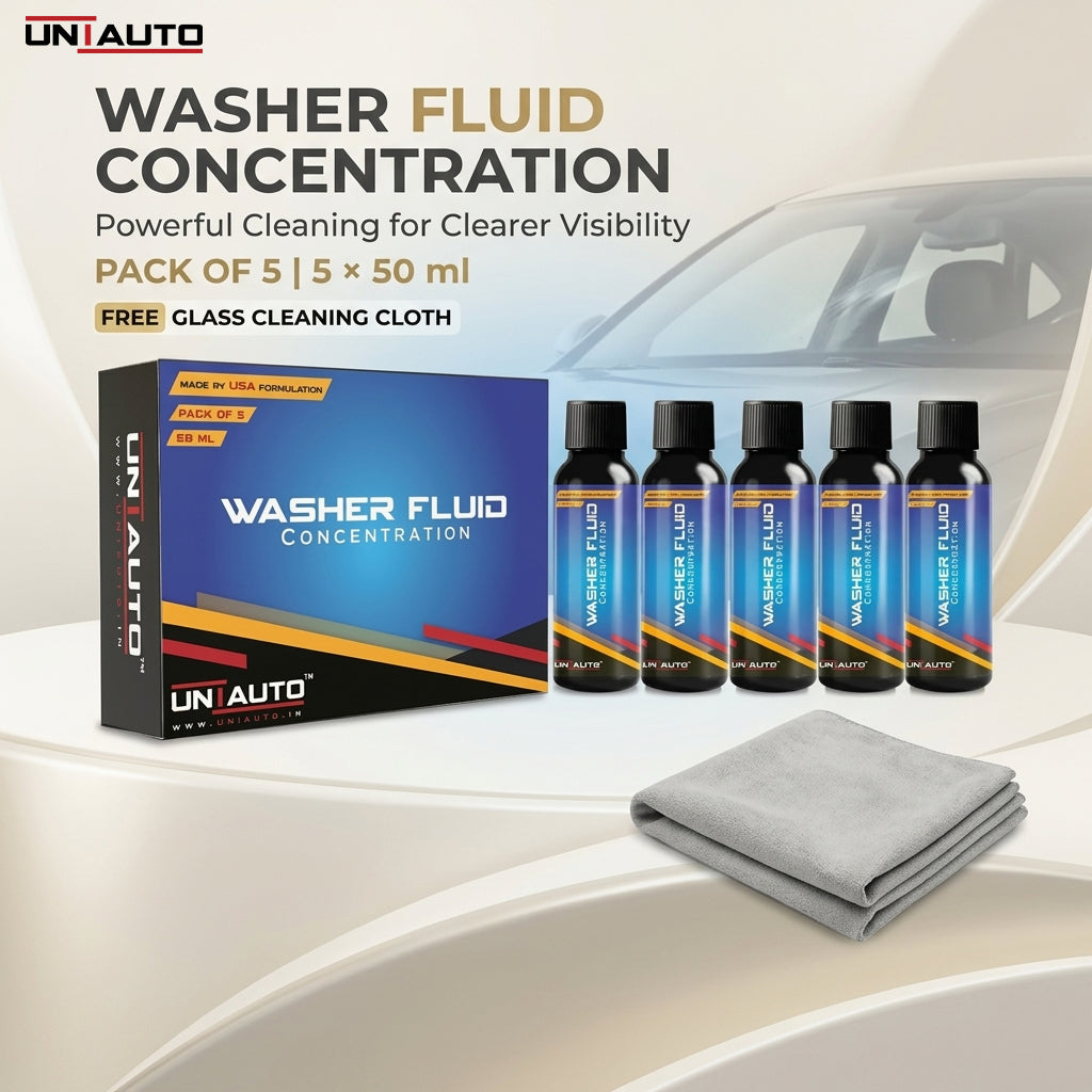 Washer Fluid Concentration - Pack of 5 (5 X 50 ml) - Free Glass Cleaning Cloth